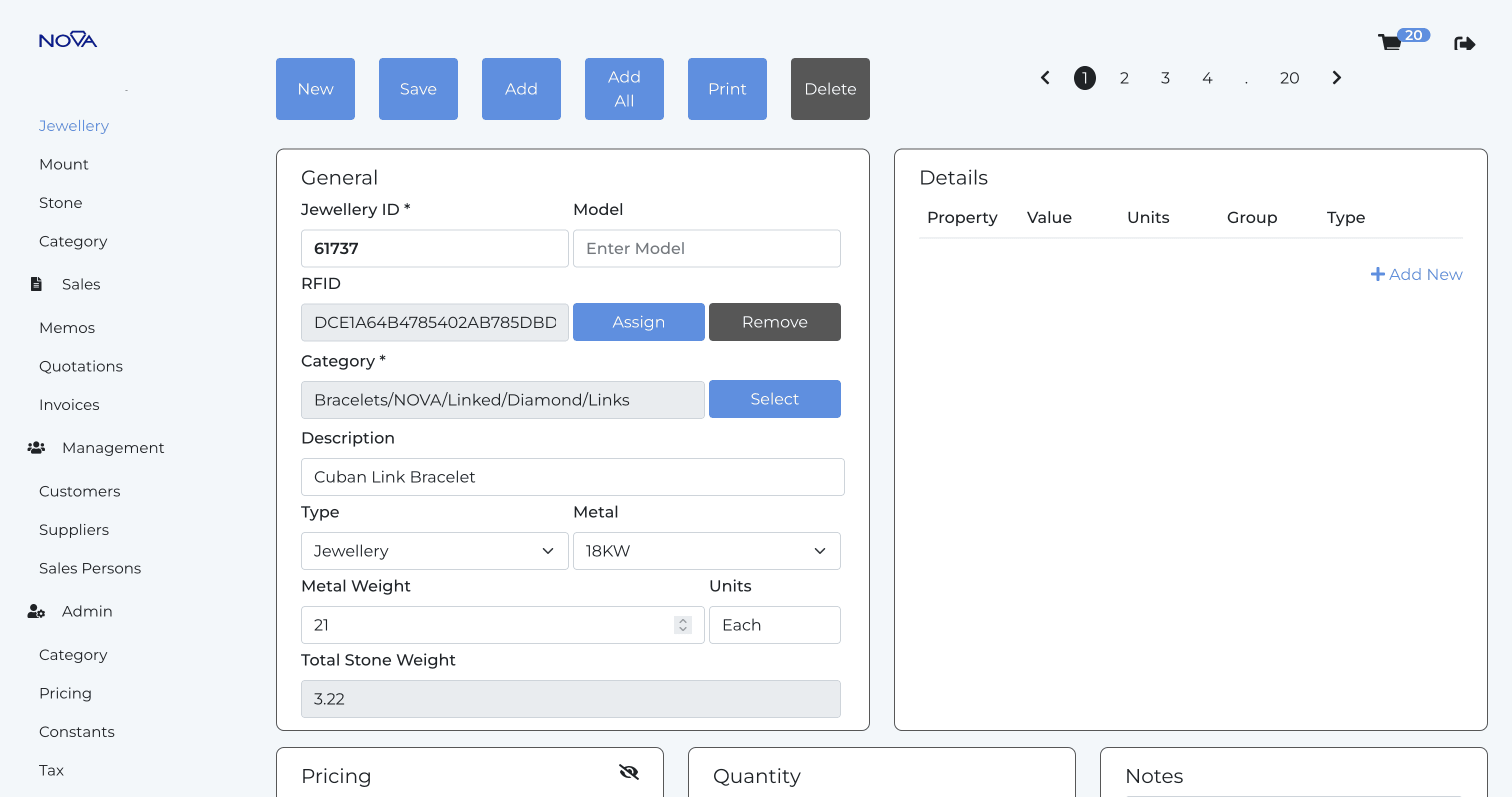 Nova Jewelleru Item Page